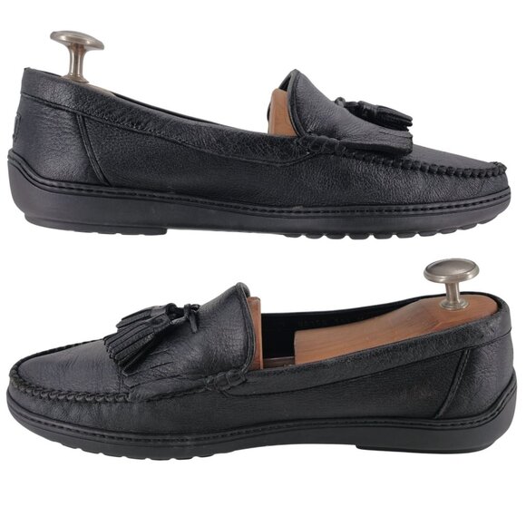Vintage Bragano Cole Haan Black Pebble Grain Tassel Loafers Men 11.5 Dress Shoes - Picture 7 of 11